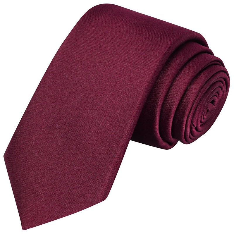 KissTies Boys' Tie Burgundy Red Satin Necktie For Kids Boys Ties + Gift Box - Image 1
